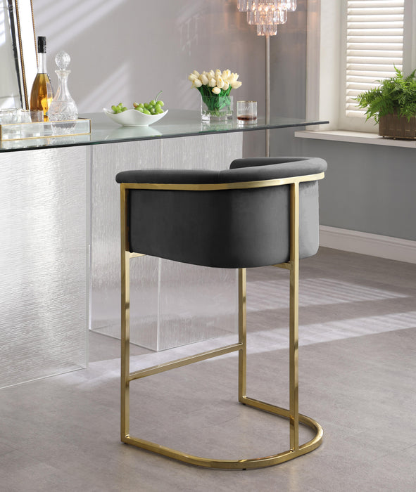 Donatella Grey Velvet Stool