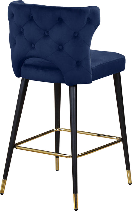 Kelly Navy Velvet Stool