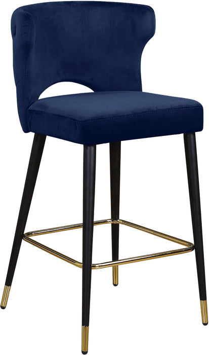 Kelly Navy Velvet Stool