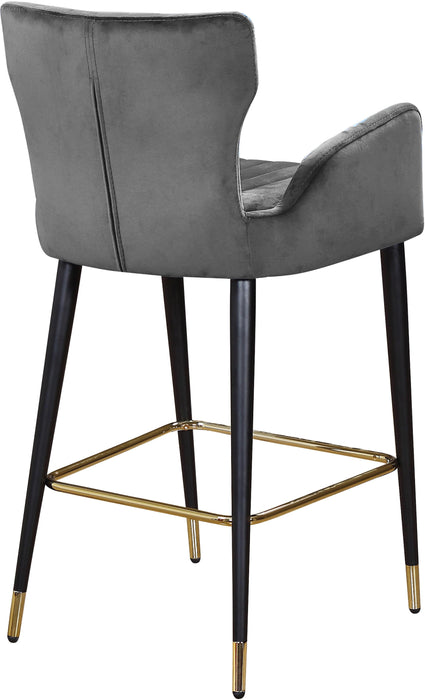 Luxe Grey Velvet Stool