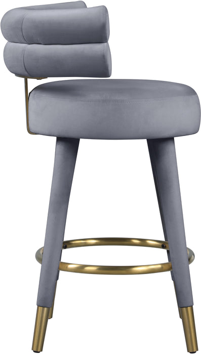 Fitzroy Grey Velvet Counter Stool