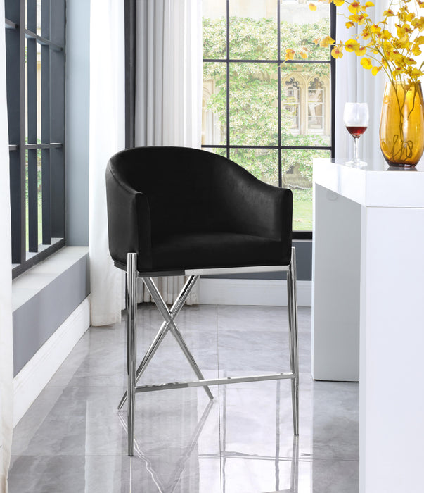 Xavier Black Velvet Counter Stool