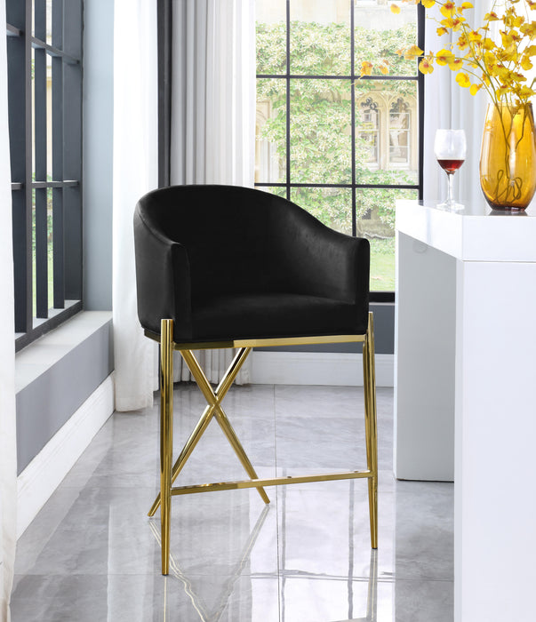 Xavier Black Velvet Counter Stool