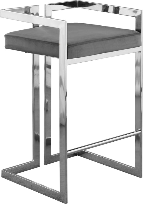 Ezra Grey Velvet Stool