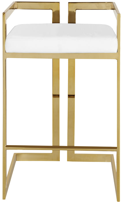 Ezra White Faux Leather Stool