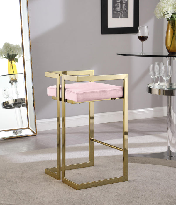 Ezra Pink Velvet Stool