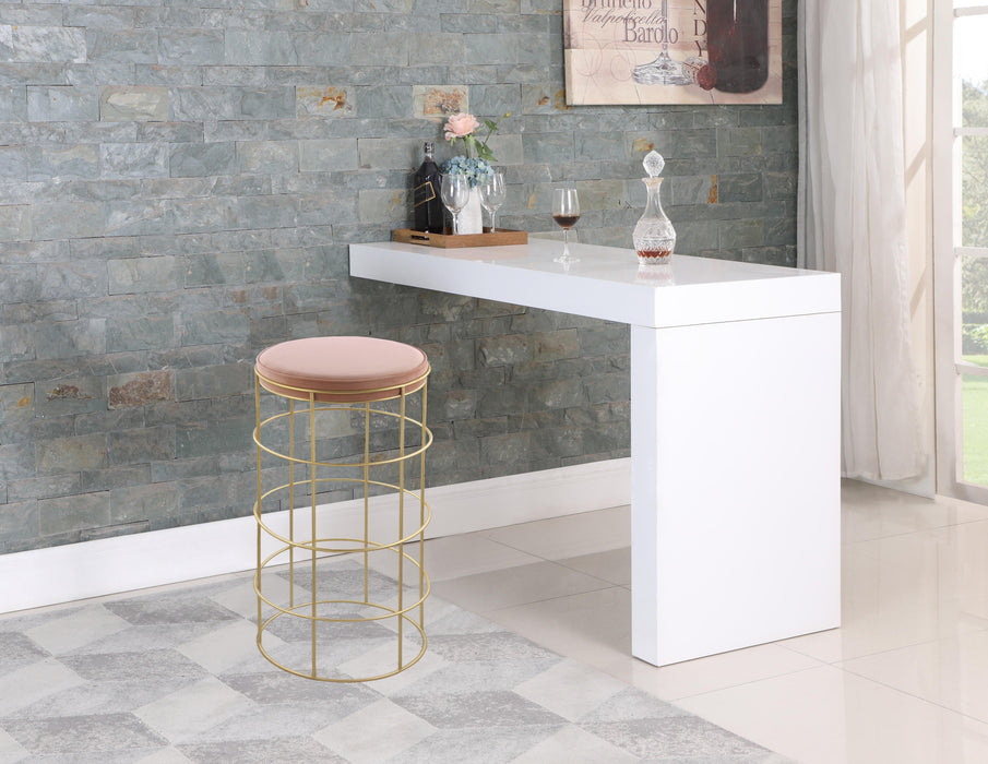 Rebar Pink Velvet Bar Stool