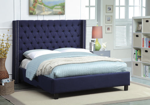Ashton Navy Linen Queen Bed - US Furniture & Mattress (Waterbury,CT)*