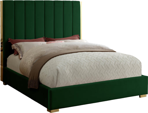 Becca Green Velvet King Bed - US Furniture & Mattress (Waterbury,CT)*