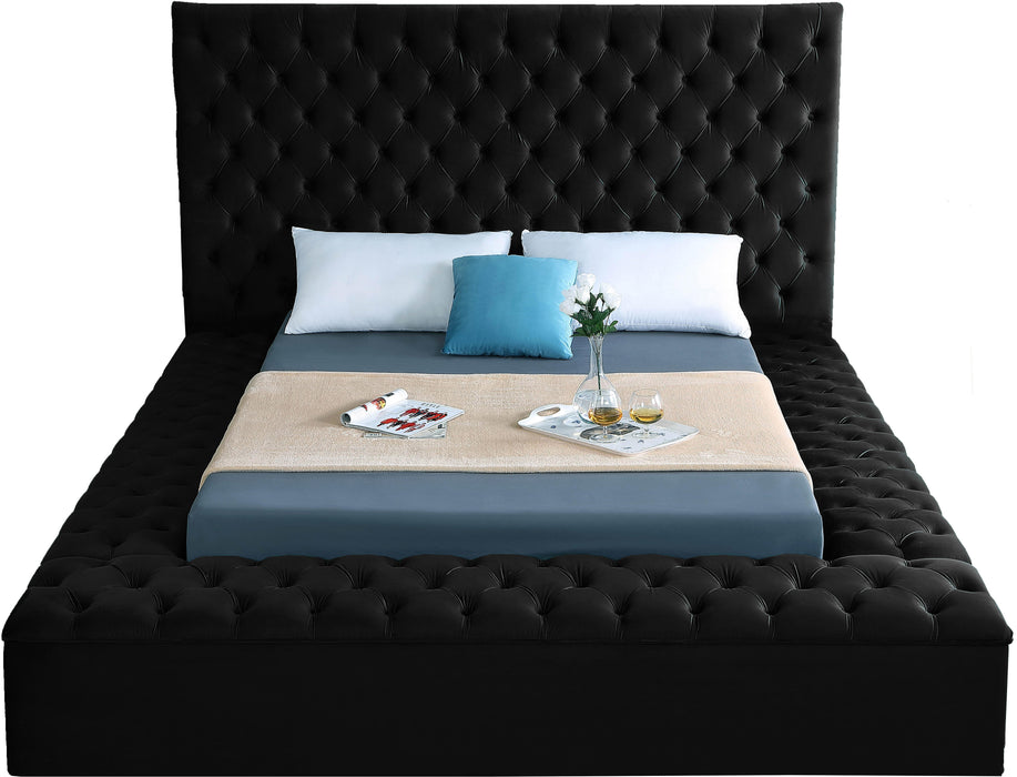 Bliss Black Velvet King Bed (3 Boxes) - US Furniture & Mattress (Waterbury,CT)*
