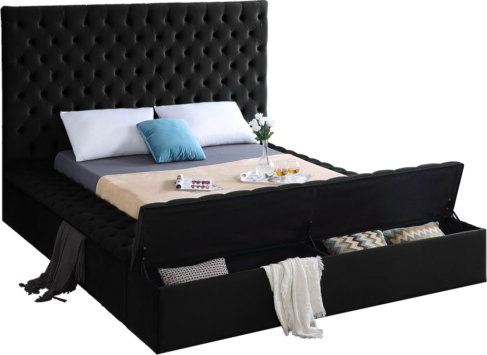 Bliss Black Velvet King Bed (3 Boxes) - US Furniture & Mattress (Waterbury,CT)*