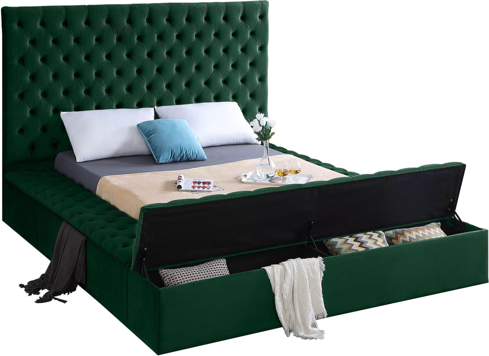 Bliss Green Velvet King Bed (3 Boxes) - US Furniture & Mattress (Waterbury,CT)*