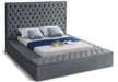 Bliss Grey Velvet Queen Bed (3 Boxes) - US Furniture & Mattress (Waterbury,CT)*