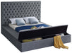 Bliss Grey Velvet Queen Bed (3 Boxes) - US Furniture & Mattress (Waterbury,CT)*