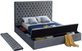 Bliss Grey Velvet Queen Bed (3 Boxes) - US Furniture & Mattress (Waterbury,CT)*