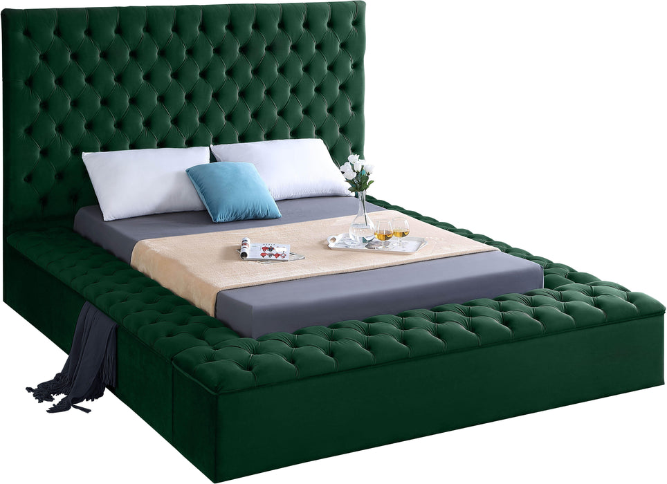 Bliss Green Velvet King Bed (3 Boxes) - US Furniture & Mattress (Waterbury,CT)*