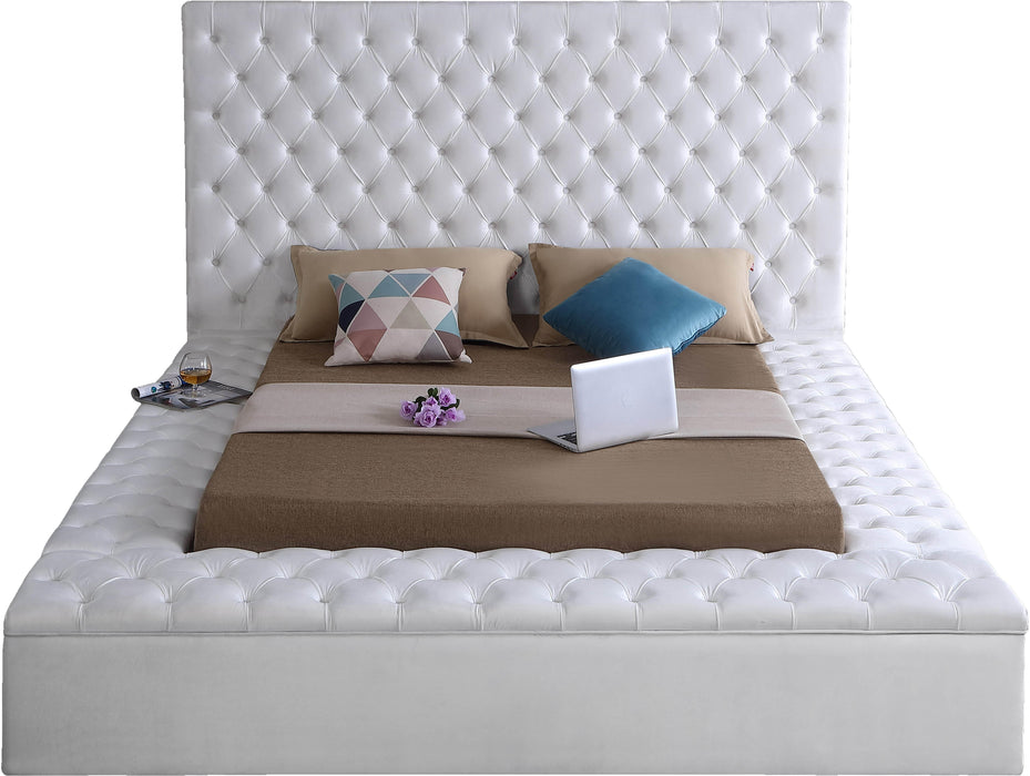 Bliss White Velvet Queen Bed (3 Boxes) - US Furniture & Mattress (Waterbury,CT)*