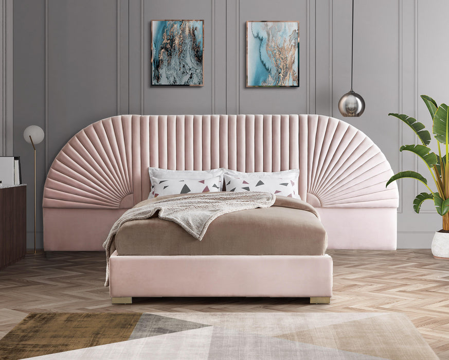 Cleo Pink Velvet King Bed (3 Boxes)