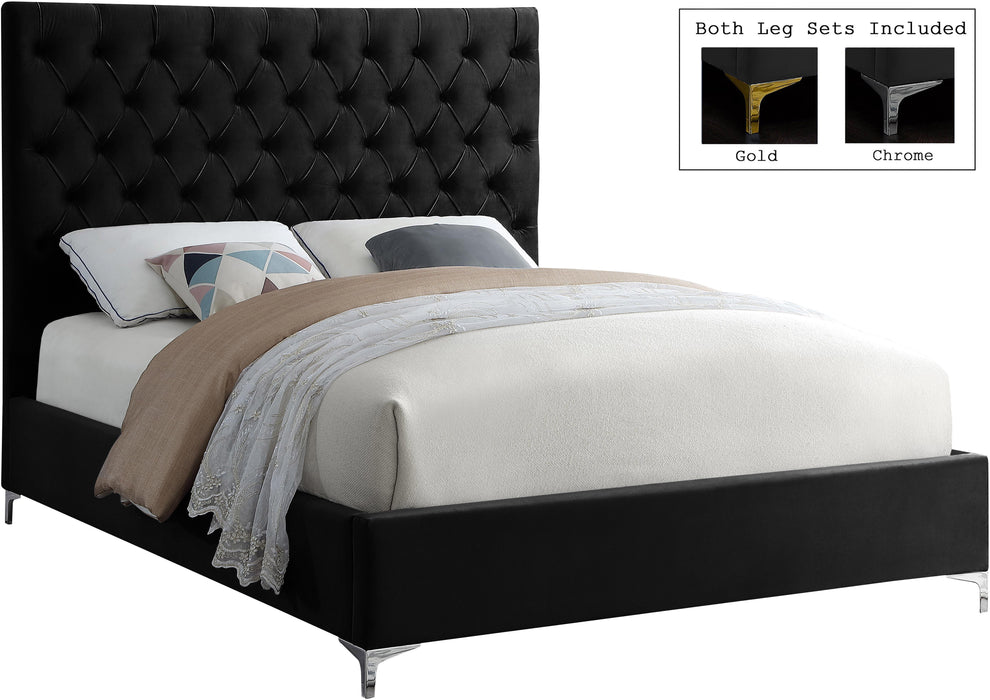 Cruz Black Velvet King Bed