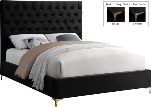 Cruz Black Velvet King Bed - US Furniture & Mattress (Waterbury,CT)*
