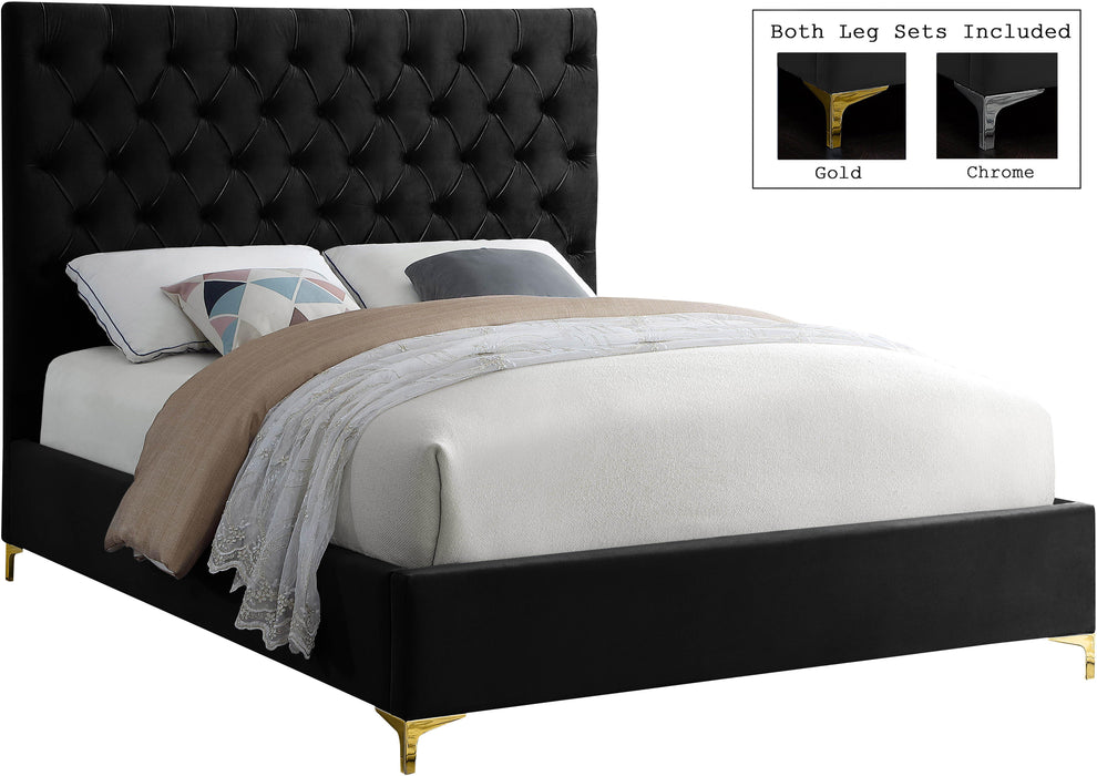 Cruz Black Velvet Queen Bed - US Furniture & Mattress (Waterbury,CT)*