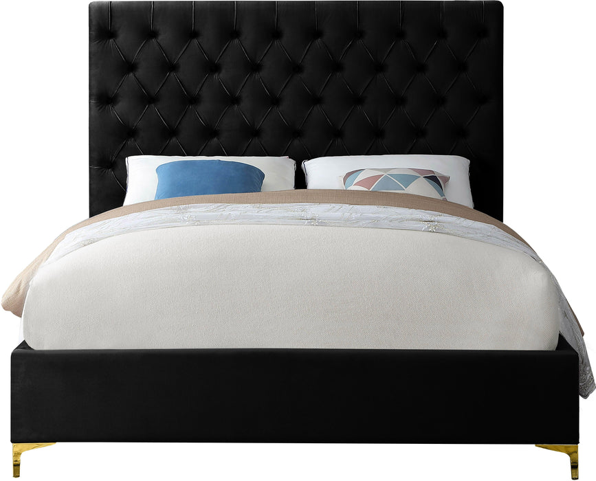 Cruz Black Velvet Queen Bed - US Furniture & Mattress (Waterbury,CT)*