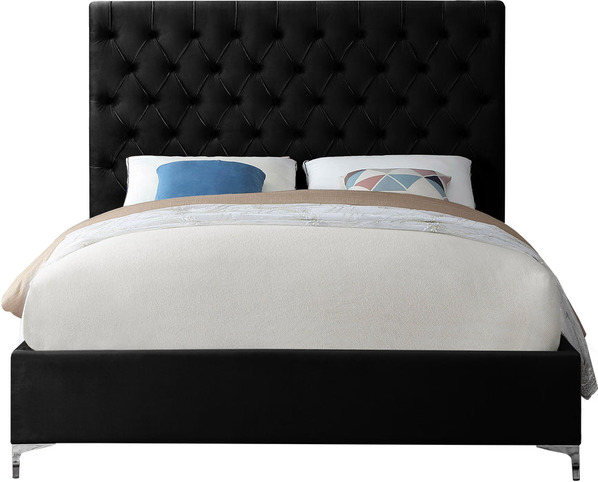 Cruz Black Velvet Queen Bed - US Furniture & Mattress (Waterbury,CT)*