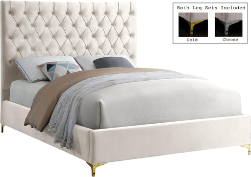 Cruz Cream Velvet Queen Bed - US Furniture & Mattress (Waterbury,CT)*
