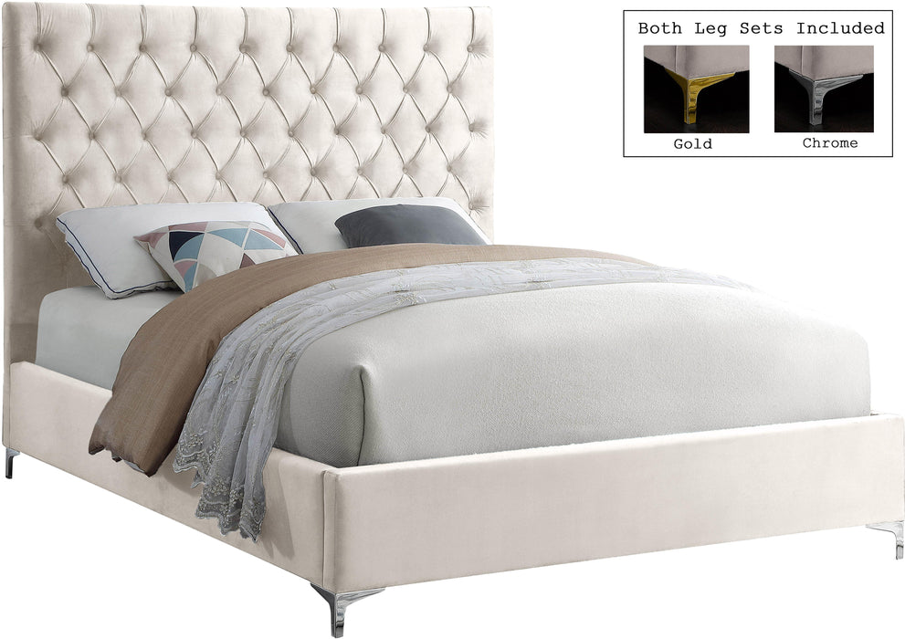 Cruz Cream Velvet King Bed - US Furniture & Mattress (Waterbury,CT)*