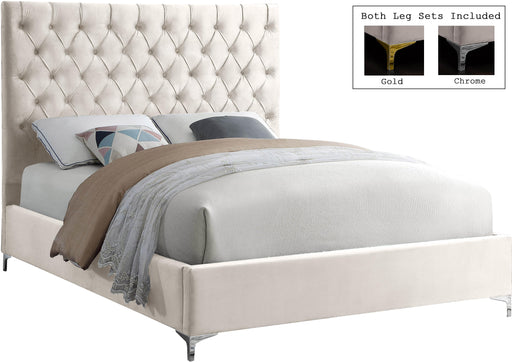 Cruz Cream Velvet Queen Bed - US Furniture & Mattress (Waterbury,CT)*