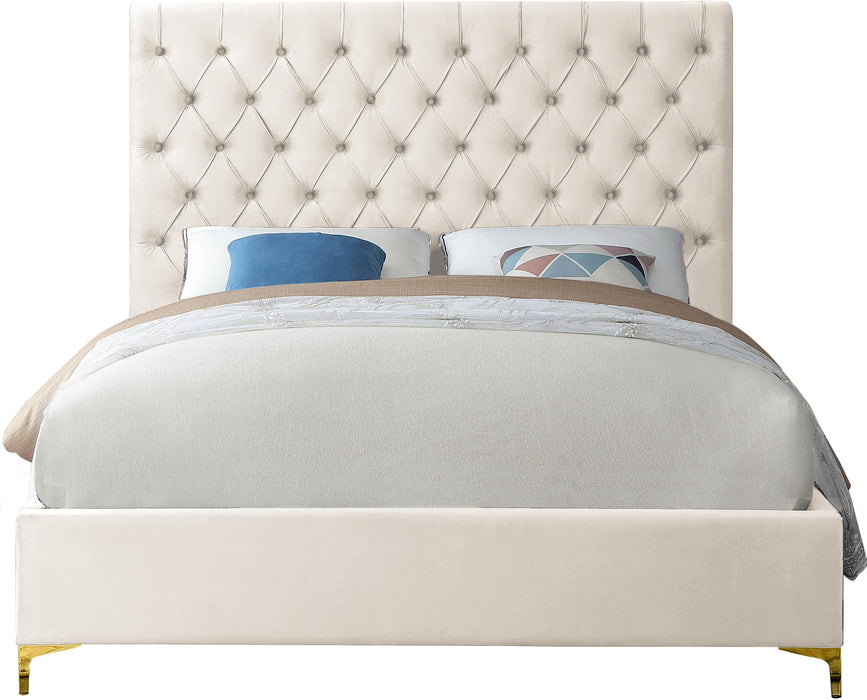 Cruz Cream Velvet King Bed - US Furniture & Mattress (Waterbury,CT)*