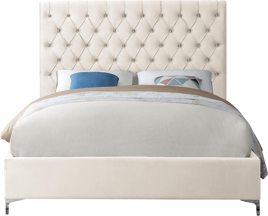 Cruz Cream Velvet King Bed - US Furniture & Mattress (Waterbury,CT)*