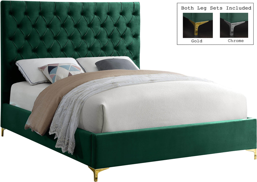 Cruz Green Velvet Queen Bed - US Furniture & Mattress (Waterbury,CT)*
