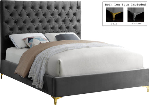 Cruz Grey Velvet Queen Bed - US Furniture & Mattress (Waterbury,CT)*
