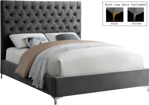 Cruz Grey Velvet Queen Bed - US Furniture & Mattress (Waterbury,CT)*