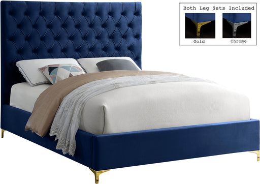Cruz Navy Velvet Full Bed - US Furniture & Mattress (Waterbury,CT)*