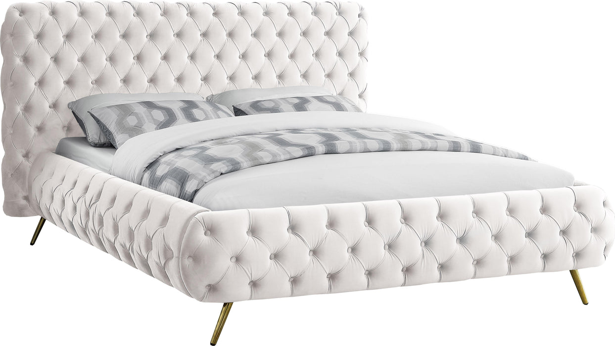 Delano Cream Velvet Queen Bed - US Furniture & Mattress (Waterbury,CT)*