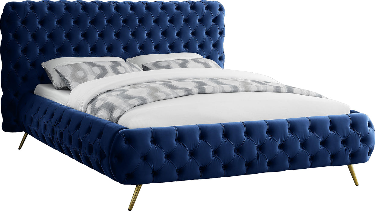 Delano Navy Velvet Queen Bed - US Furniture & Mattress (Waterbury,CT)*