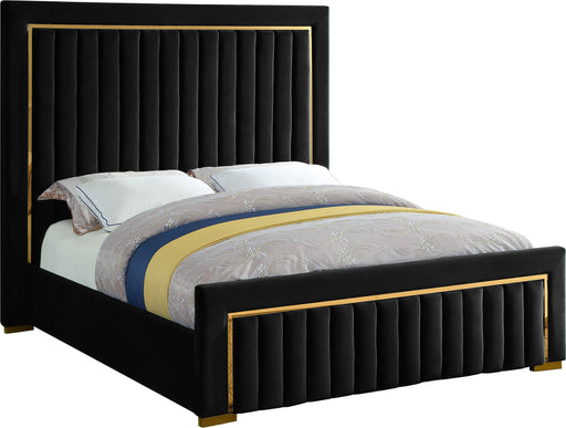 Dolce Black Velvet Queen Bed (3 Boxes) - US Furniture & Mattress (Waterbury,CT)*