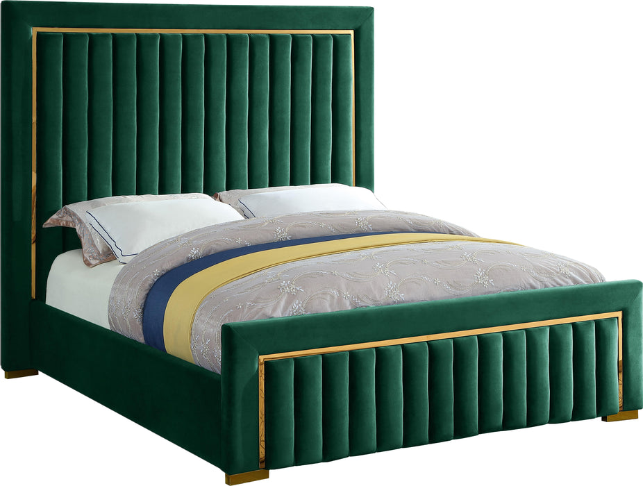 Dolce Green Velvet Queen Bed (3 Boxes) - US Furniture & Mattress (Waterbury,CT)*