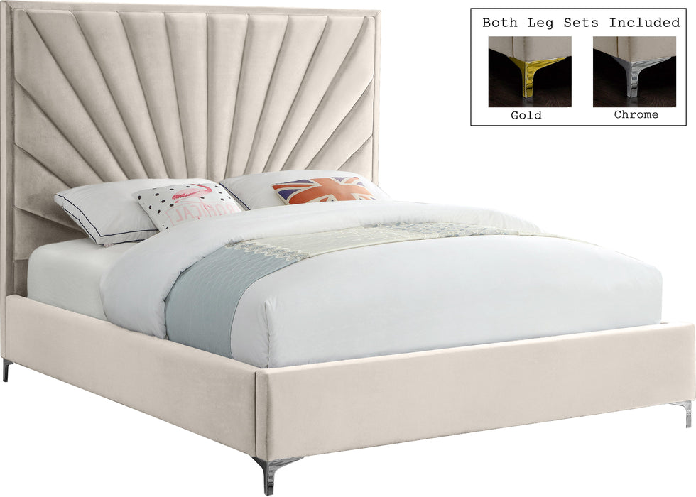 Eclipse Cream Velvet King Bed - US Furniture & Mattress (Waterbury,CT)*