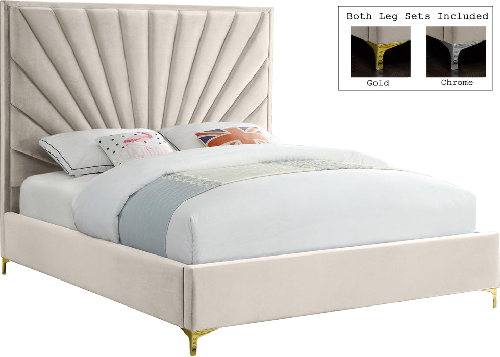 Eclipse Cream Velvet King Bed - US Furniture & Mattress (Waterbury,CT)*
