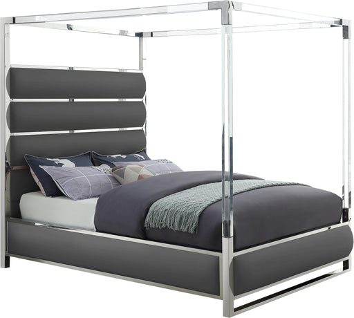 Encore Grey Faux Leather Queen Bed (4 Boxes) image