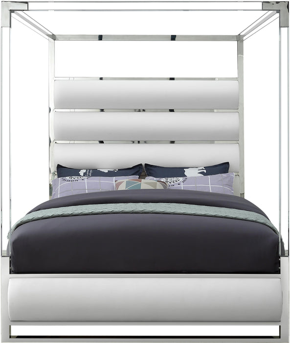 Encore White Faux Leather King Bed (4 Boxes)