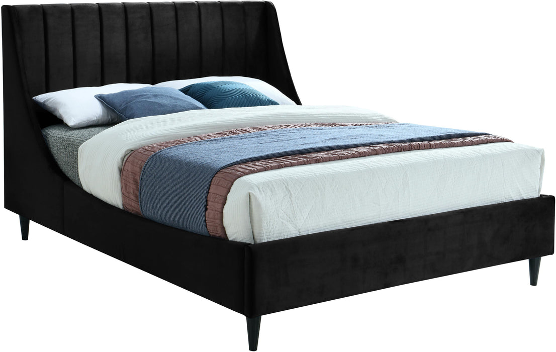 Eva Black Velvet King Bed
