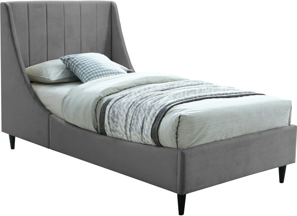 Eva Grey Velvet Twin Bed image