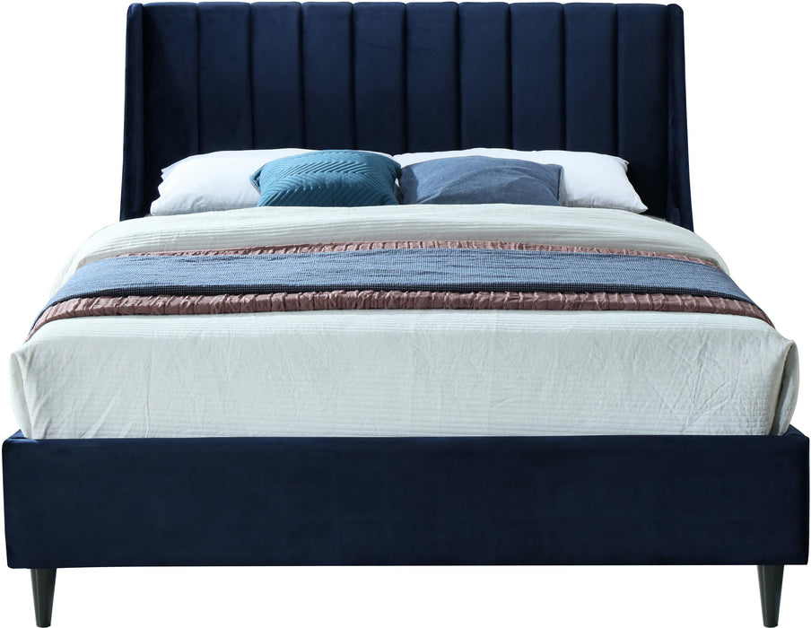 Eva Navy Velvet Queen Bed