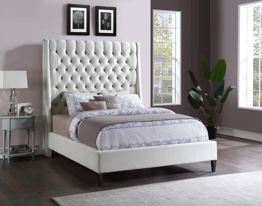 Fritz Cream Velvet Queen Bed