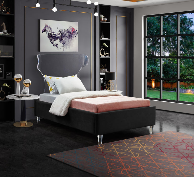 Ghost Black Velvet Twin Bed