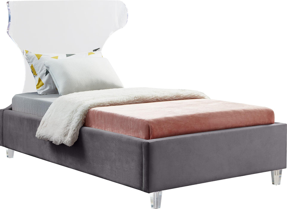 Ghost Grey Velvet Twin Bed image